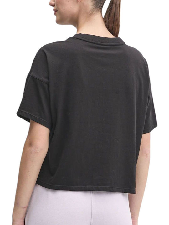 Logo Women's Cotton Short Sleeve Black Blouse
