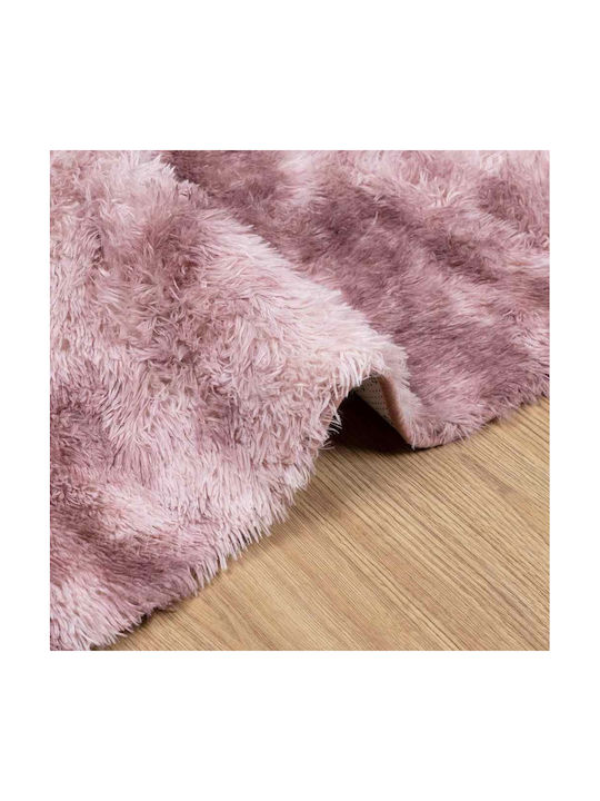 vidaXL Rutschfest Teppich Rechteckig Zottelig Synthetisch,Polyester/Cotton/Leather Dk. Pink