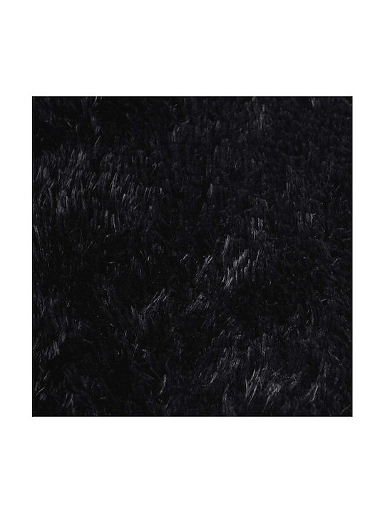 vidaXL Rutschfest Teppich Rechteckig Zottelig Synthetisch,Polyester/Cotton/Leather Black