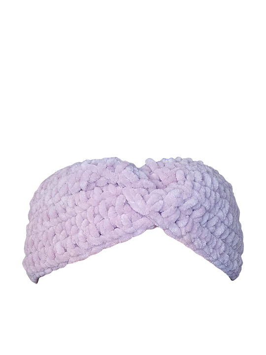 Gestricktes Turban-Stirnband Handgefertigt Plüsch Flieder