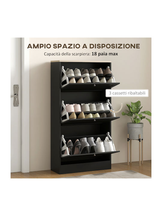 Wooden Shoe Organizer Black 60x23.5x115cm