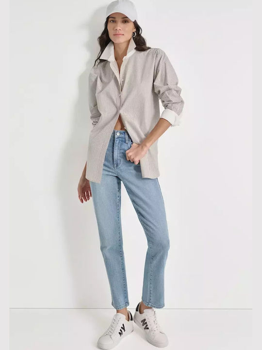 Women's Striped Long Sleeve Shirt Ecru
