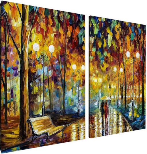 Canvas Painting Autumn Walk Diptych 150x100cm 2 Pieces 75x100cm