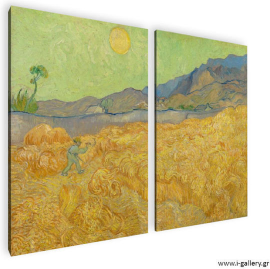 Canvas Painting Wheatfield A Reaper Van Gogh Diptych 60x40cm 2 Pieces 30x40cm