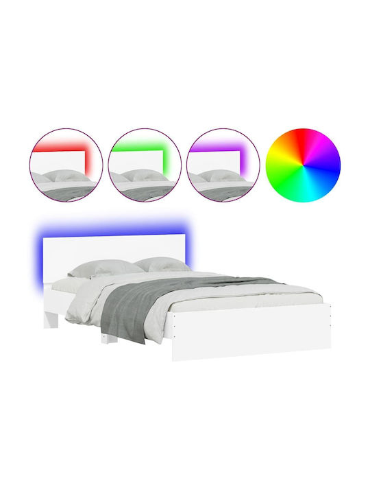Wooden White Semi-Double Bed with Slats for Mattress 120x190cm