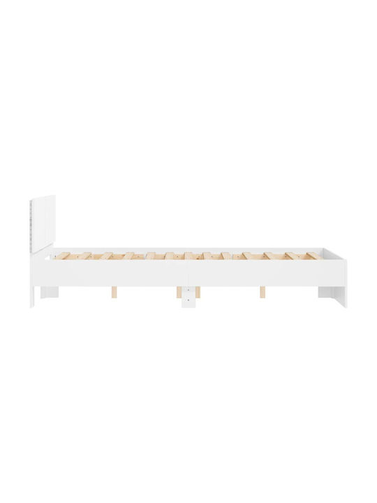 Wooden White Semi-Double Bed with Slats for Mattress 120x190cm