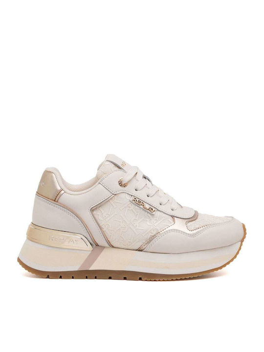 Mennet Allover 2 Γυναικεία Flatforms Sneakers Offwhite Platinum