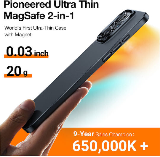 Torras Originfit-mag Umschlag Rückseite Kunststoff / Silikon Schwarz (iPhone 15 Pro Max)