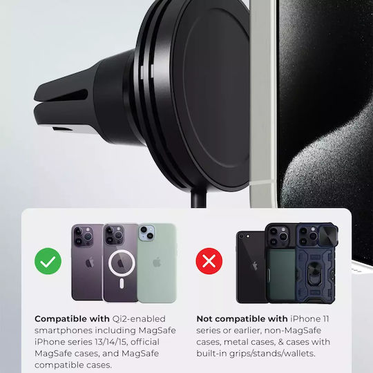 iOttie Velox Mini Car Mobile Mount with Magnet and Wireless Charging Black VLXWCG212