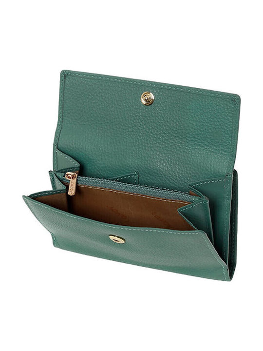 Small Leather Women's Wallet Classic with RFID Green