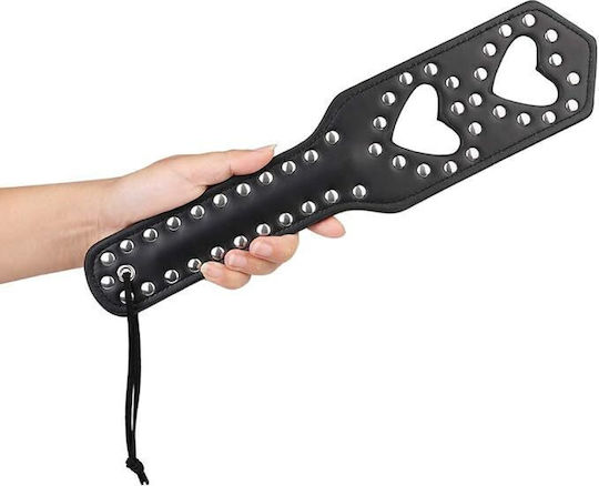 SMD Doit Studded Hearts 34cm from Vegan Leather, Paddle in Black Color