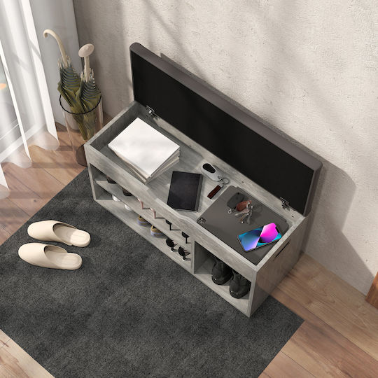 Entry Furniture with Shoe Rack & Bench Black and Grey 80x30x45cm