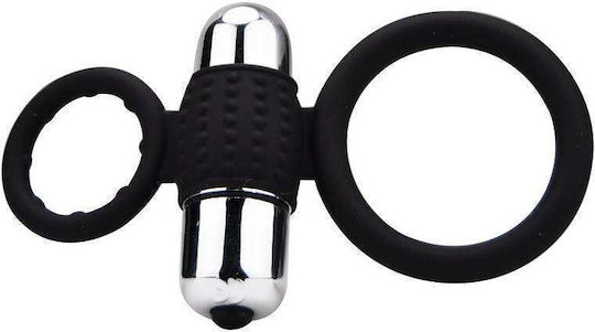 Loving Joy Vibrating Ring Cock & Testicles Silicone Black