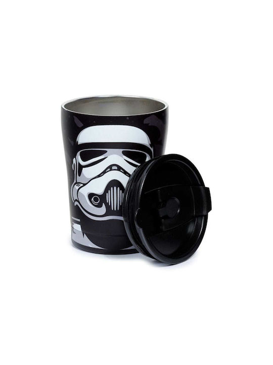Puckator Stormtrooper Κούπα Μεταλλική με Καπάκι Μαύρη 300ml