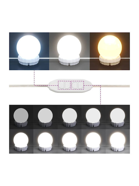 vidaXL Bathroom Mirror Led made of Plastic with Shelf & Cabinet 90x31.5cm Brown