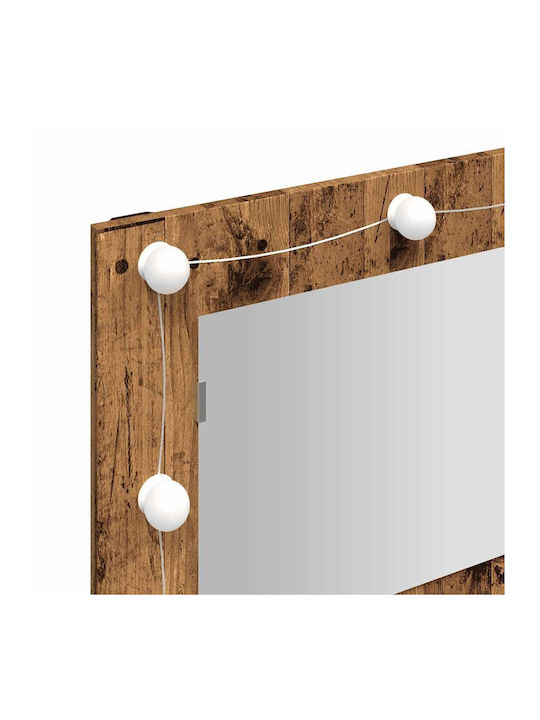 vidaXL Bathroom Mirror Led made of Plastic with Shelf & Cabinet 90x31.5cm Brown