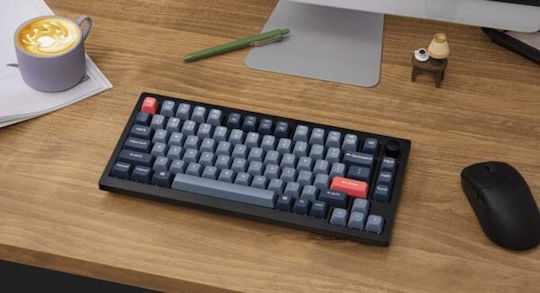 Keychron V1M-D4 Max QMK/VIA V1M-D4 Безжична Гейминг Механична Клавиатура 75% с Gateron Jupiter Banana превключватели и RGB осветление (Международен английски език) Карбон Черна