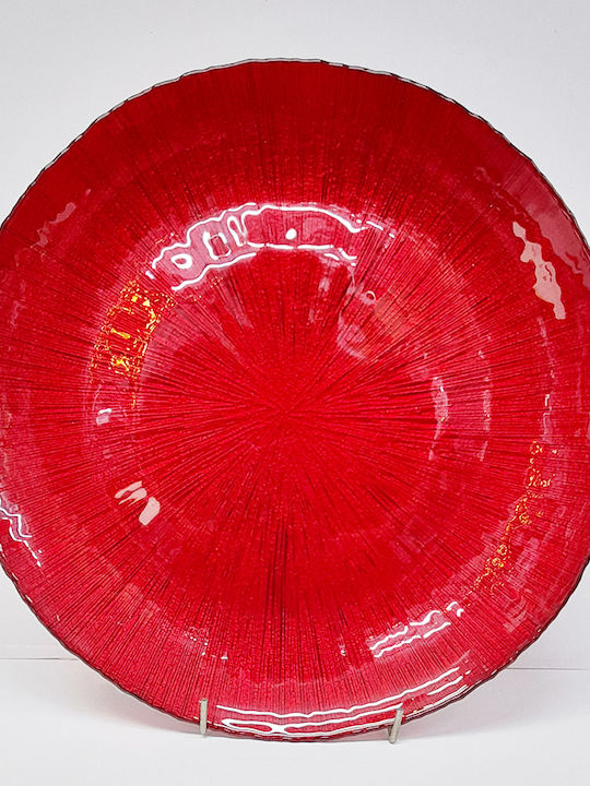 ArteLibre Plate Shallow Glass Red with Diameter 32cm