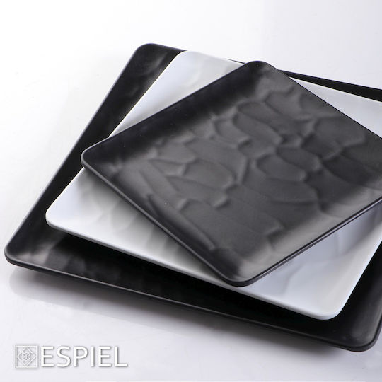 Espiel Wavy Matte Πιάτο Ρηχό από Μελαμίνη Matte Black με Διάμετρο 22cm