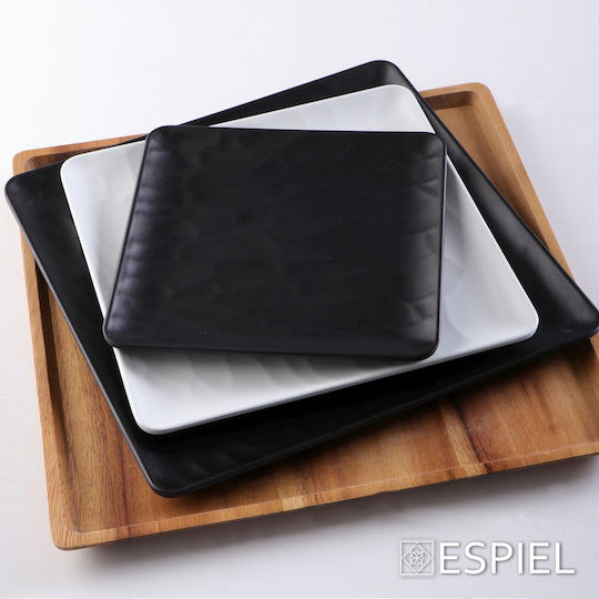 Espiel Wavy Matte Πιάτο Ρηχό από Μελαμίνη Matte Black με Διάμετρο 22cm