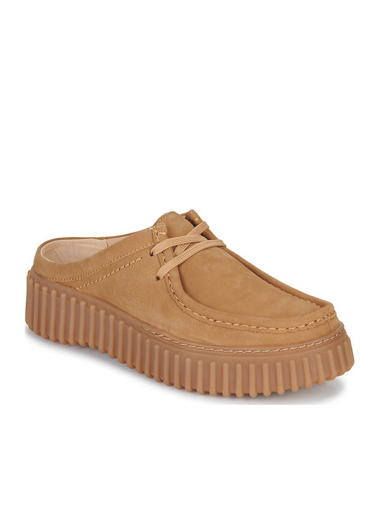 Torhill Suede Mules with High Heel in Beige Color