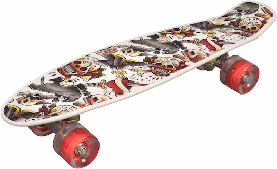 Action One Komplettes Penny Board Happy Skull 56 x 15 cm LED-Rollen