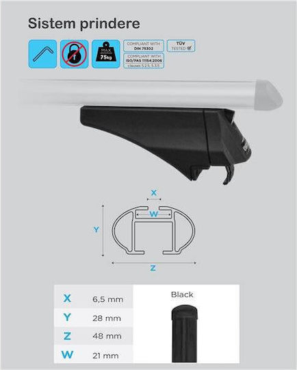 Bare transversale Menabo Tiger Black XL pentru Honda Pilot II 2009-2015