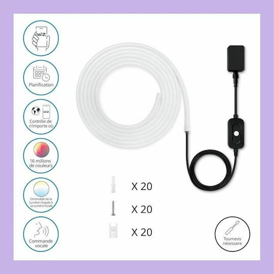 WiZ Waterproof Smart LED Strip Wi-Fi 220V RGBW Light 5m Neon Flex with Power Supply & WiFi Controller