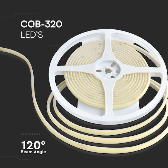 V-TAC Αδιάβροχη Ταινία LED 24V Θερμό Λευκό Φως 5m Τύπου COB