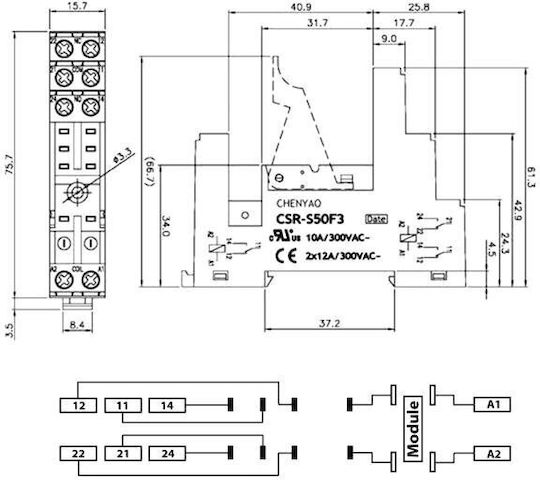 CSR-S50F3 CYO Relaisständer elektrische Schalttafel 10Stück 01.078.0111