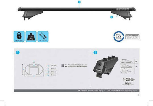 Bare transversale Menabo Tiger Black XL pentru Ford Galaxy III 2015+