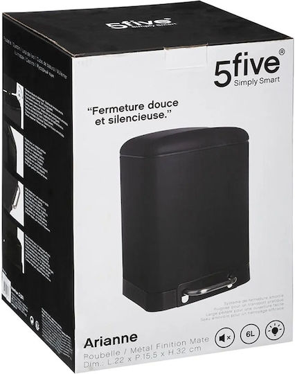 5Five Metallisch Badezimmer Mülleimer 6Es Schwarz