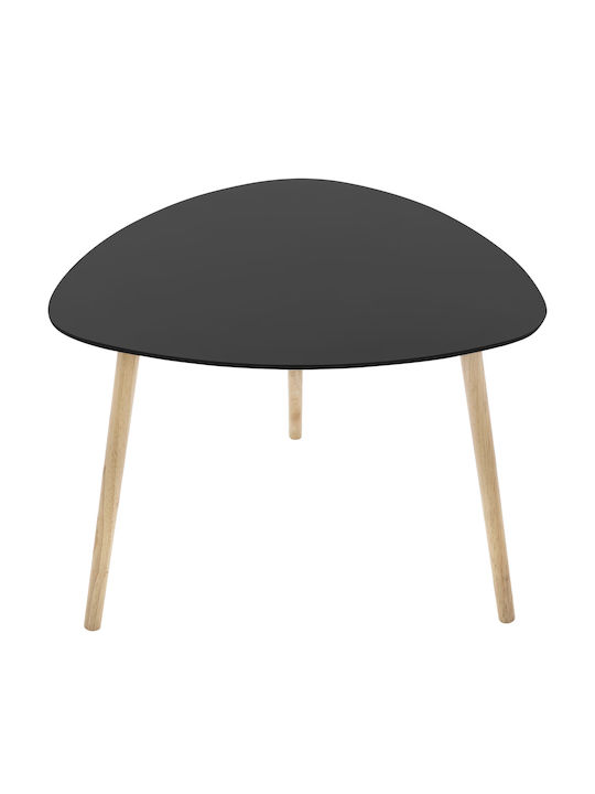 Oval Side Table Mileo Wooden Black 3 Pieces M46xL59.5xH51cm