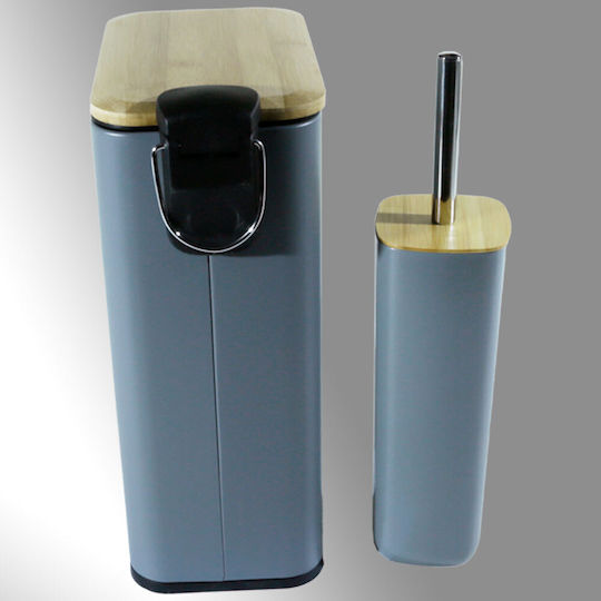 San Lorentzo Metallic Toilet Brush and Basket Set Soft Close 7lt Gray