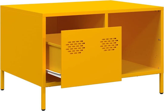 Rectangular Central Metal Coffee Table with Drawers Yellow Mustard W68.5xL50xH43.5cm