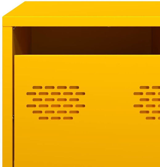 Rectangular Central Metal Coffee Table with Drawers Yellow Mustard W68.5xL50xH43.5cm