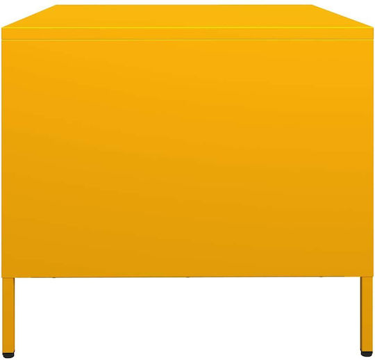Rectangular Central Metal Coffee Table with Drawers Yellow Mustard W68.5xL50xH43.5cm