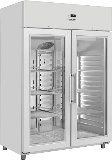 Cool Head Commercial Refrigerator Cabinet with 2 Glass Doors L123.4xD68.5xH148.5cm