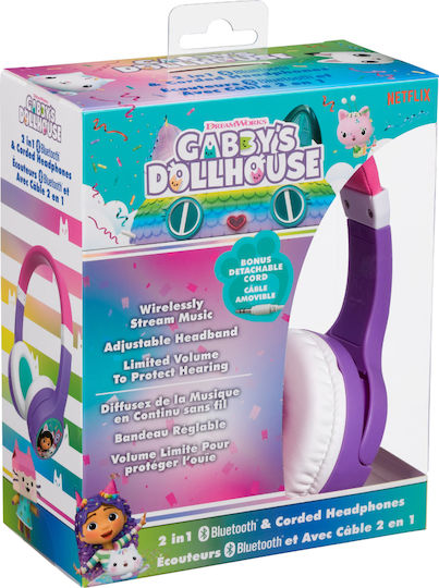 eKids Gabby's Dollhouse Wireless / Wired On Ear Headphones with 37 hours of Operation Muticolot
