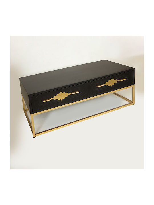Rectangular Central Metal Coffee Table Black M120xW60xH45cm
