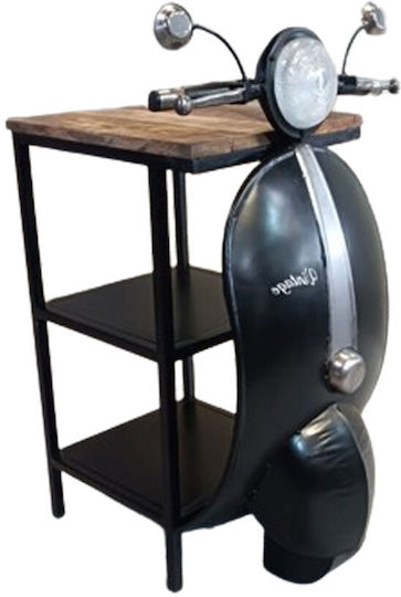 Masă Laterală Rectangulară Mini Vespa Metalică Neagră Argintie Naturală H45xL61xÎ88cm