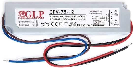 MPL Power Elektro Τροφοδοτικό LED Στεγανό IP67 Ισχύος 75W με Τάση Εξόδου 12V