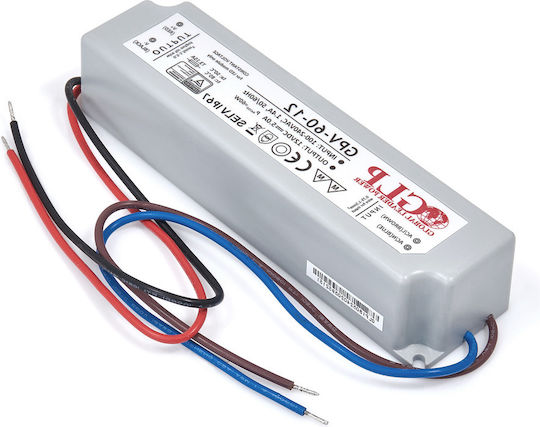 GLP Τροφοδοτικό LED Στεγανό IP67 Ισχύος 60W με Τάση Εξόδου 12V