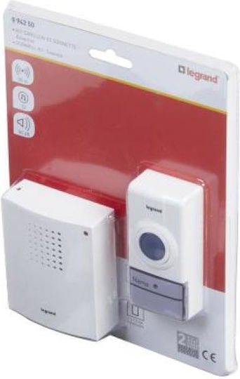 Legrand Essential Безжичен Звънец За Врата Бял