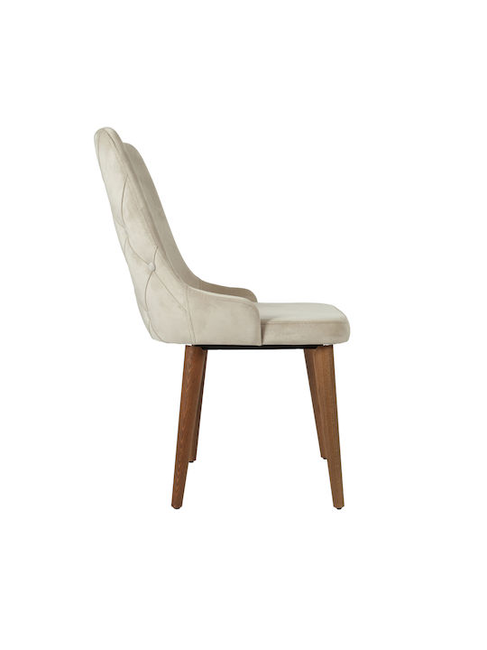 Ege Dining Room Velvet Chair Beige 52x65x93cm