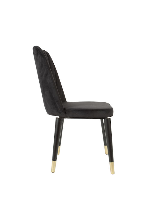 Lizbon Dining Room Velvet Chair Black 48x60x92cm