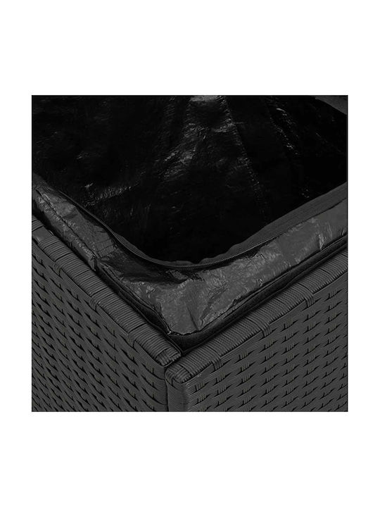 Garden Stool Cube for Outdoor Rattan with Cushion Black 2 Pieces 40x40x43cm