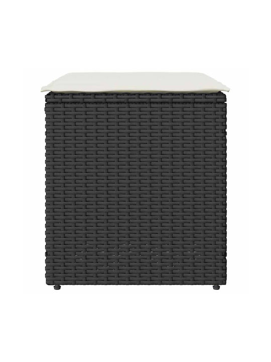 Garden Stool Cube for Outdoor Rattan with Cushion Black 2 Pieces 40x40x43cm