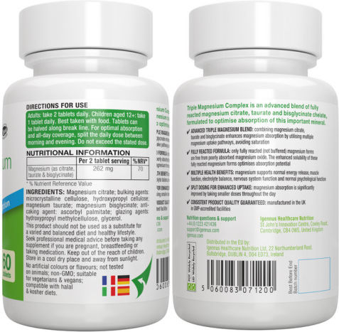 iGennus Triple Magnesium Complex με Βιταμίνη C 60 ταμπλέτες