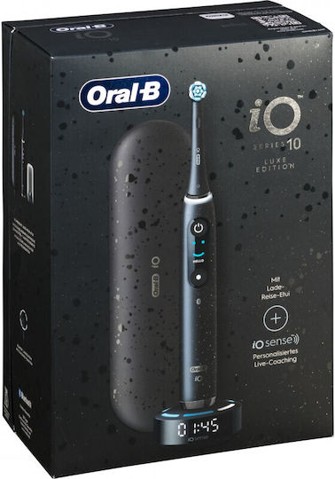 Oral-B iO Series 10 Luxe Edition Elektrische Zahnbürste mit Puls-Bewegung, Bürsten-Timer & Drucksensor Black Onyx